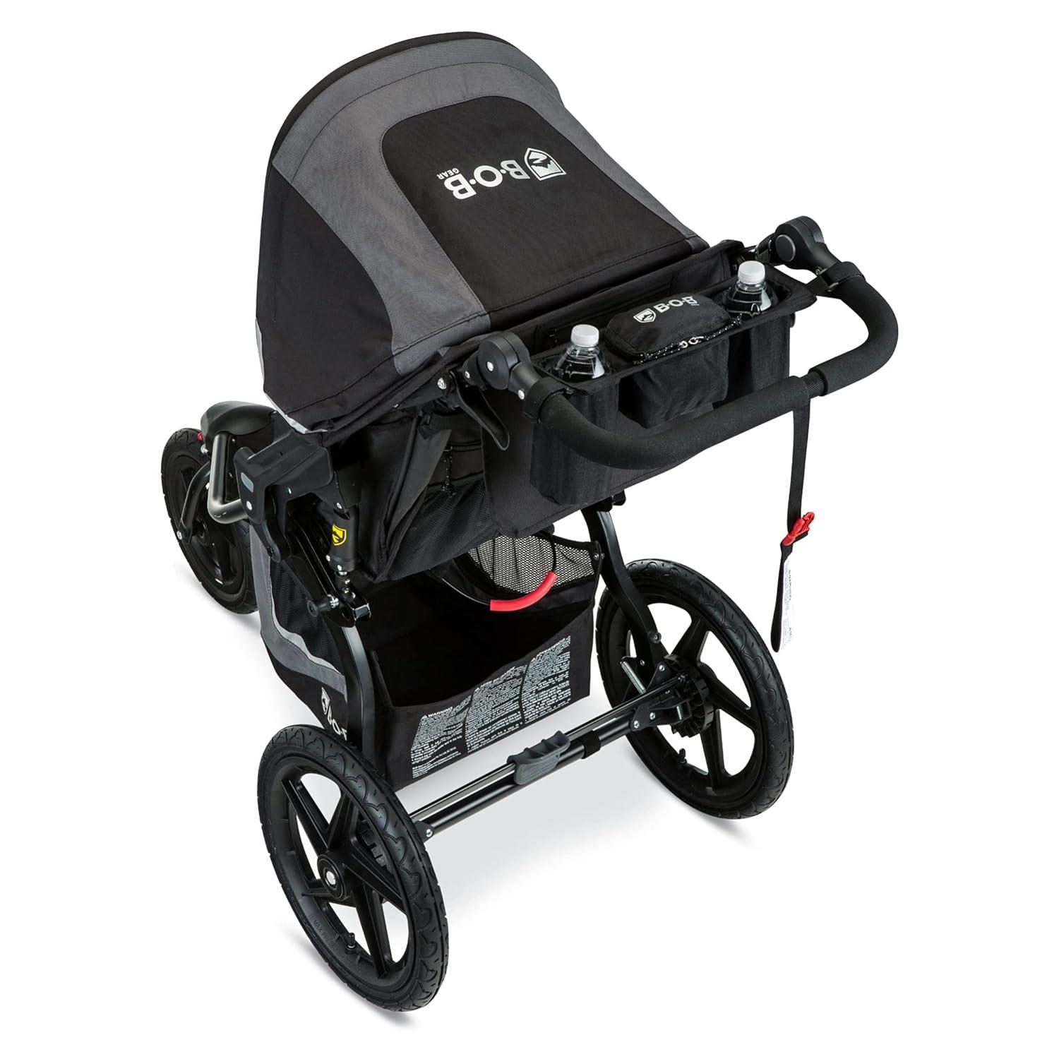 imageBOB Gear Deluxe Handlebar Console with Tire Pump for Single Jogging Strollers Black1 Piece