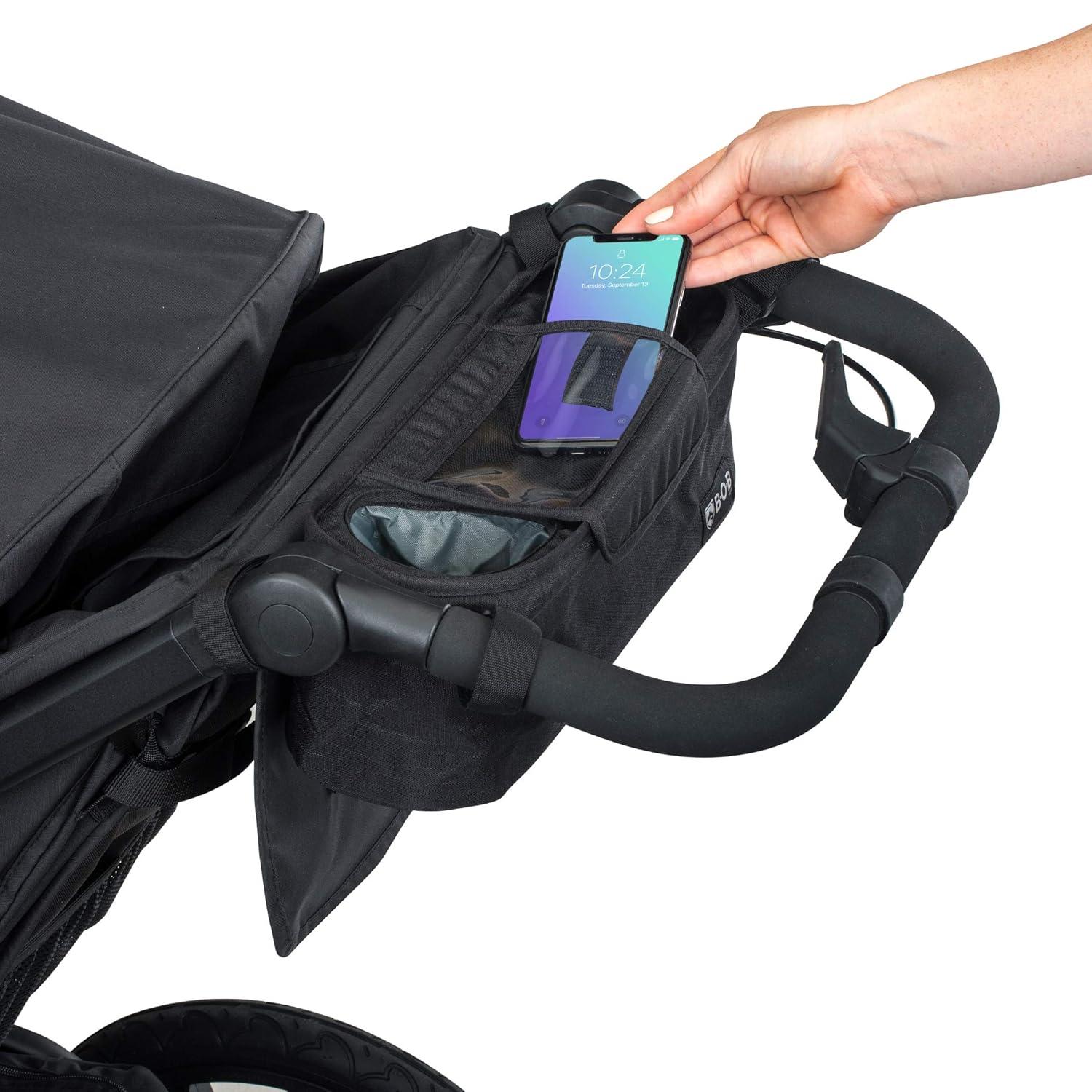 imageBOB Gear Deluxe Handlebar Console with Tire Pump for Single Jogging Strollers Black2 Piece Set