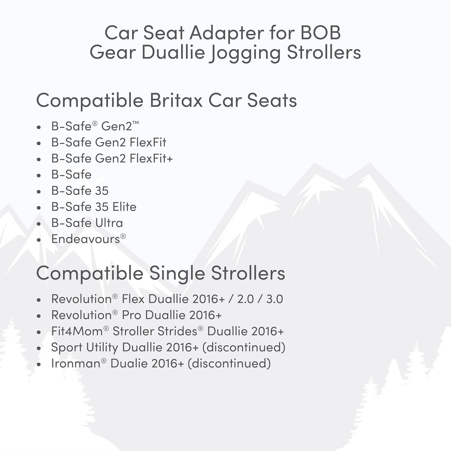 imageBOB Gear Duallie Jogging Stroller Infant Car Seats Adapter for Chicco Branded Car SeatsBritax