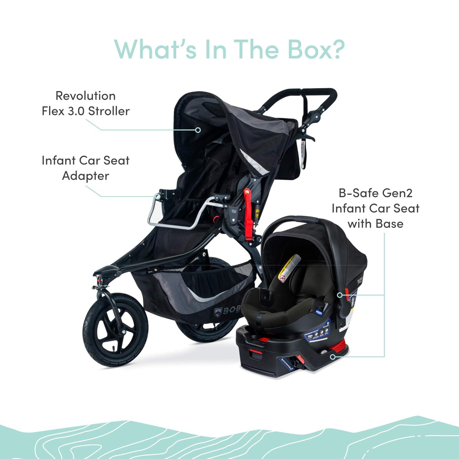 imageBOB Gear Revolution Flex 30 Travel System with BSafe Gen2 Infant Car Seat Graphite Black