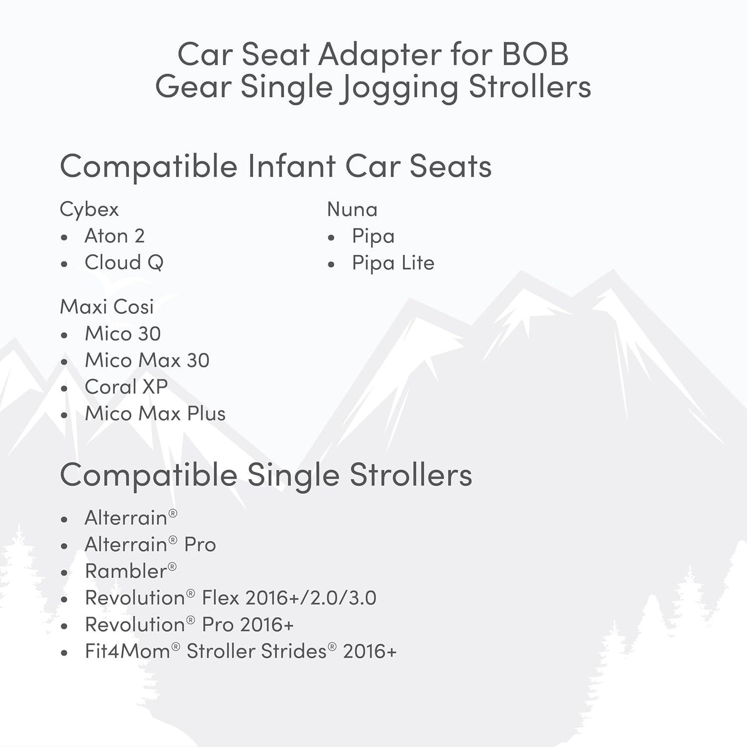 imageBOB Gear Single Jogging Stroller Adapter for Graco Infant Car SeatsGrey