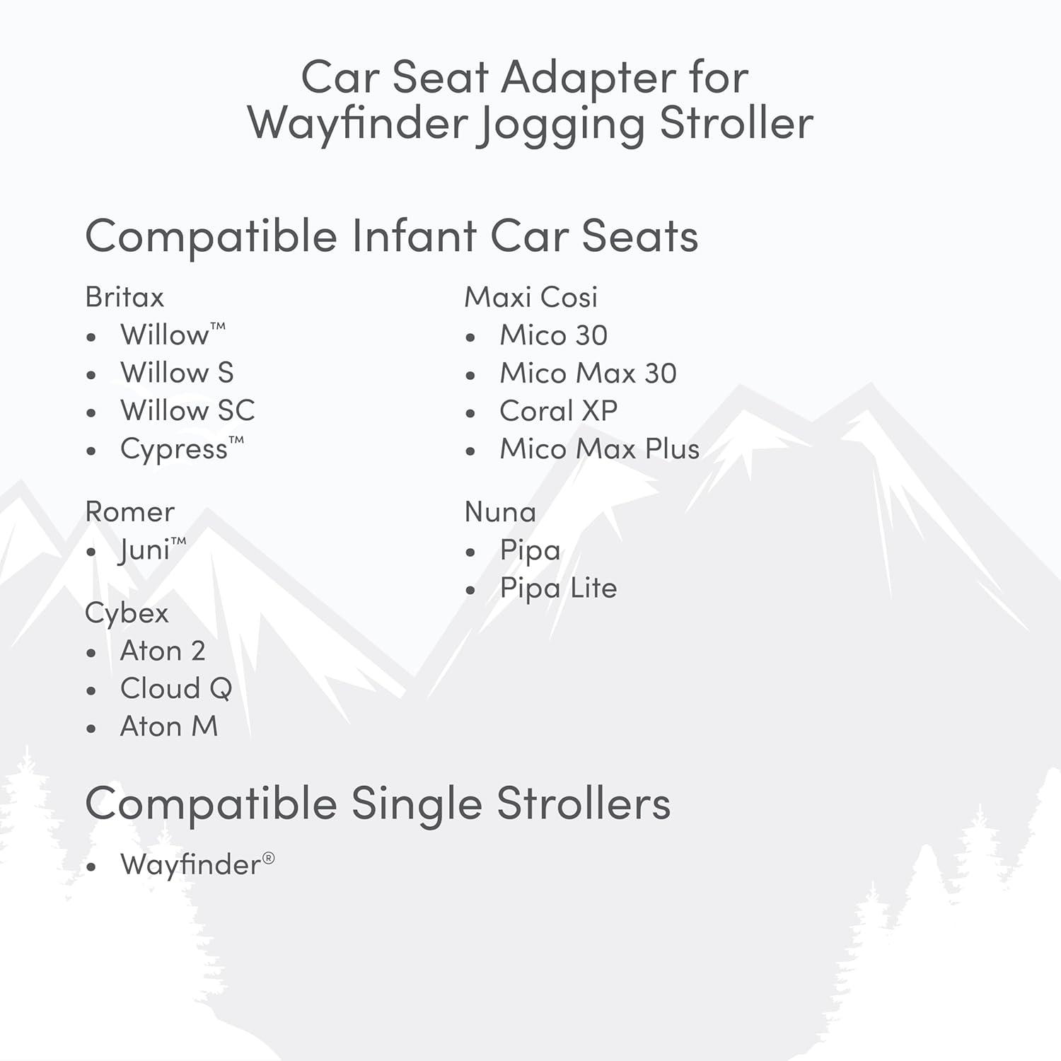 imageBOB Gear Wayfinder Jogging Stroller Infant Car Seat Adapter Compatible with Select Britax Nuna Cybex and Maxi COSI Infant car Seats